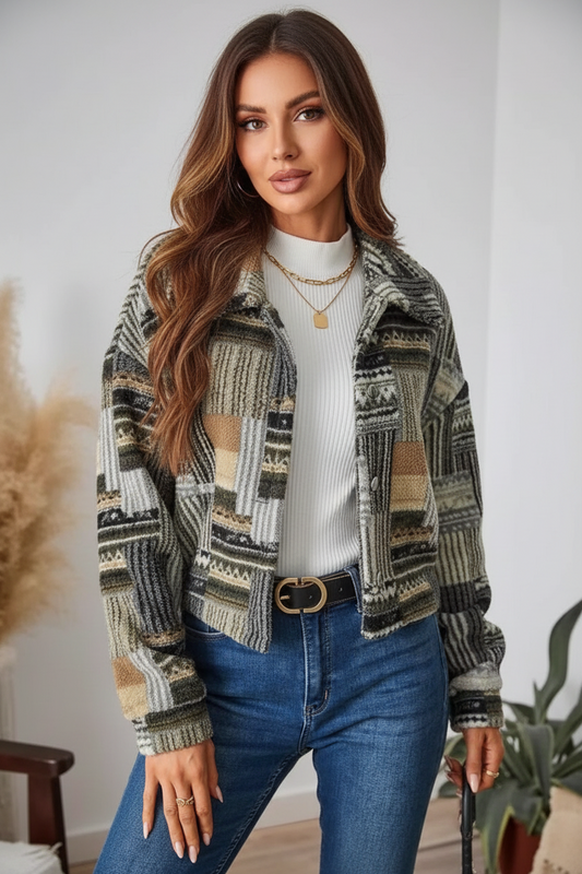 Button-Up Dropped Shoulder Jacket