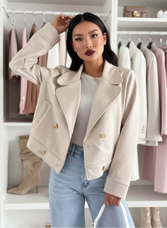 Double-Breasted Lapel Collar Jacket