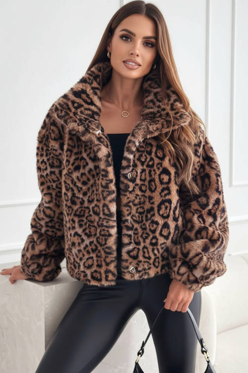 Leopard Faux Fur Cropped Jacket