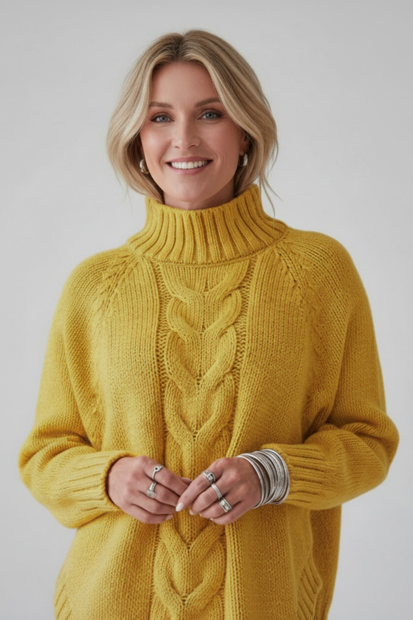 Full Size Cable-Knit Long Sleeve Sweater Plus Size