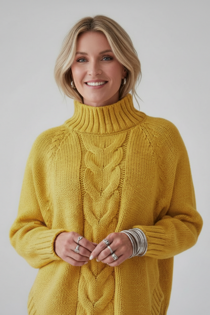 Full Size Cable-Knit Long Sleeve Sweater Plus Size