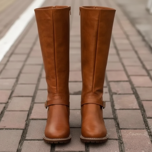 Round Toe Block Heels Boots